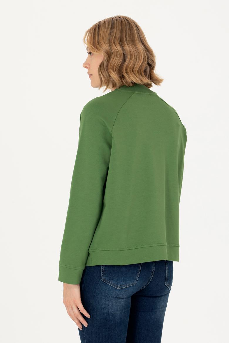 Kadın Yeşil Bisiklet Yaka Sweatshirt - 50276027037