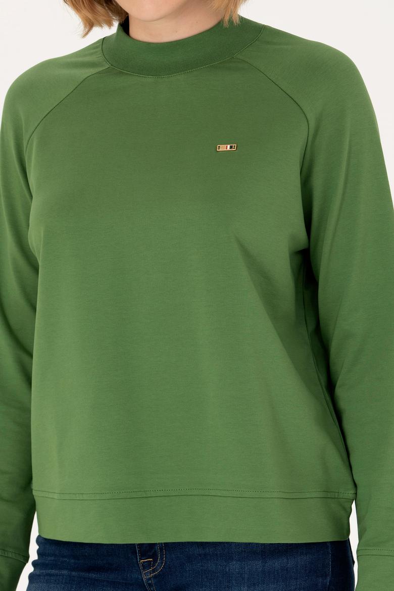 Kadın Yeşil Bisiklet Yaka Sweatshirt - 50276027037