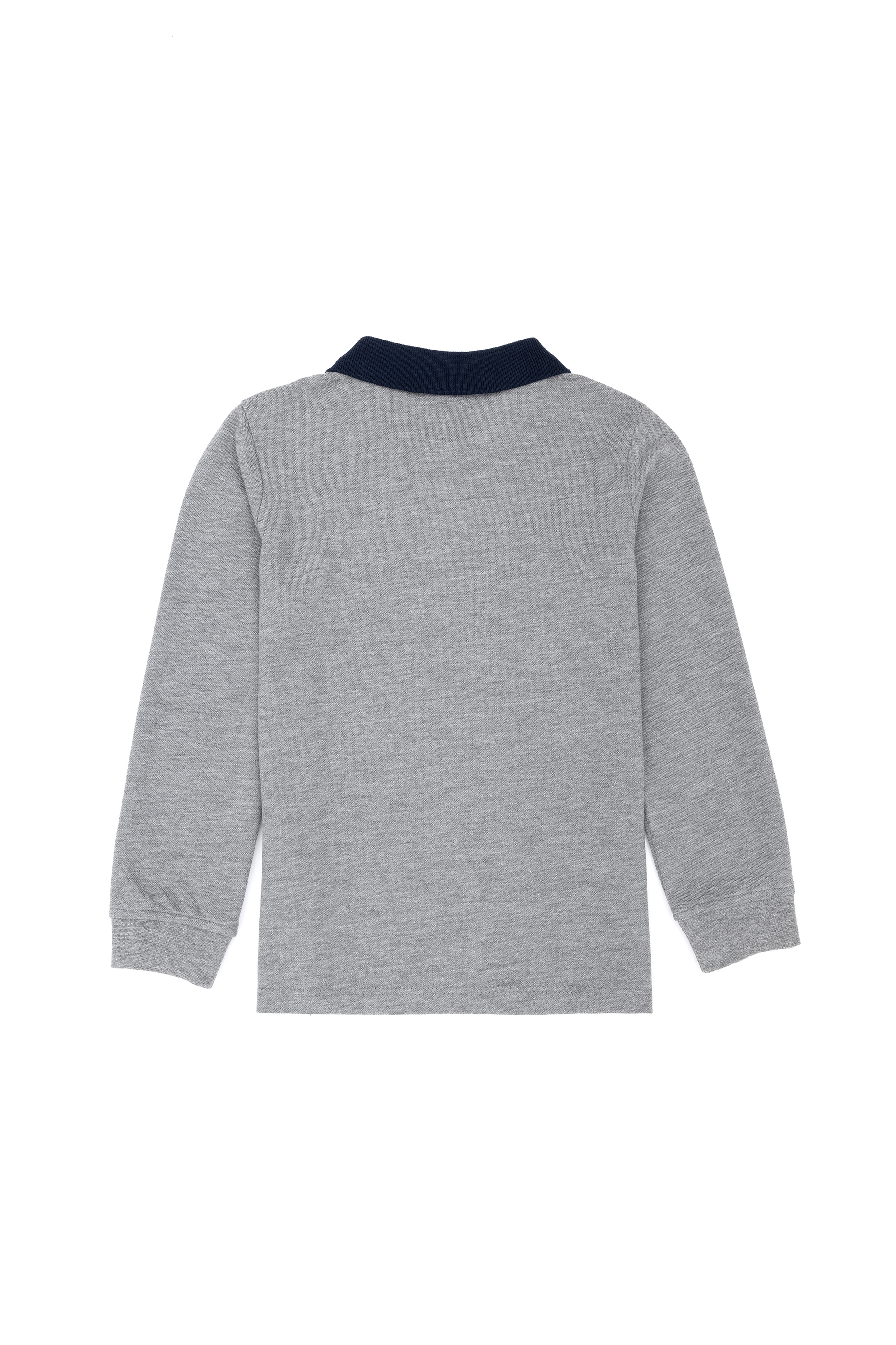 Erkek Çocuk Gri Basic Polo Yaka Sweatshirt - Image 2