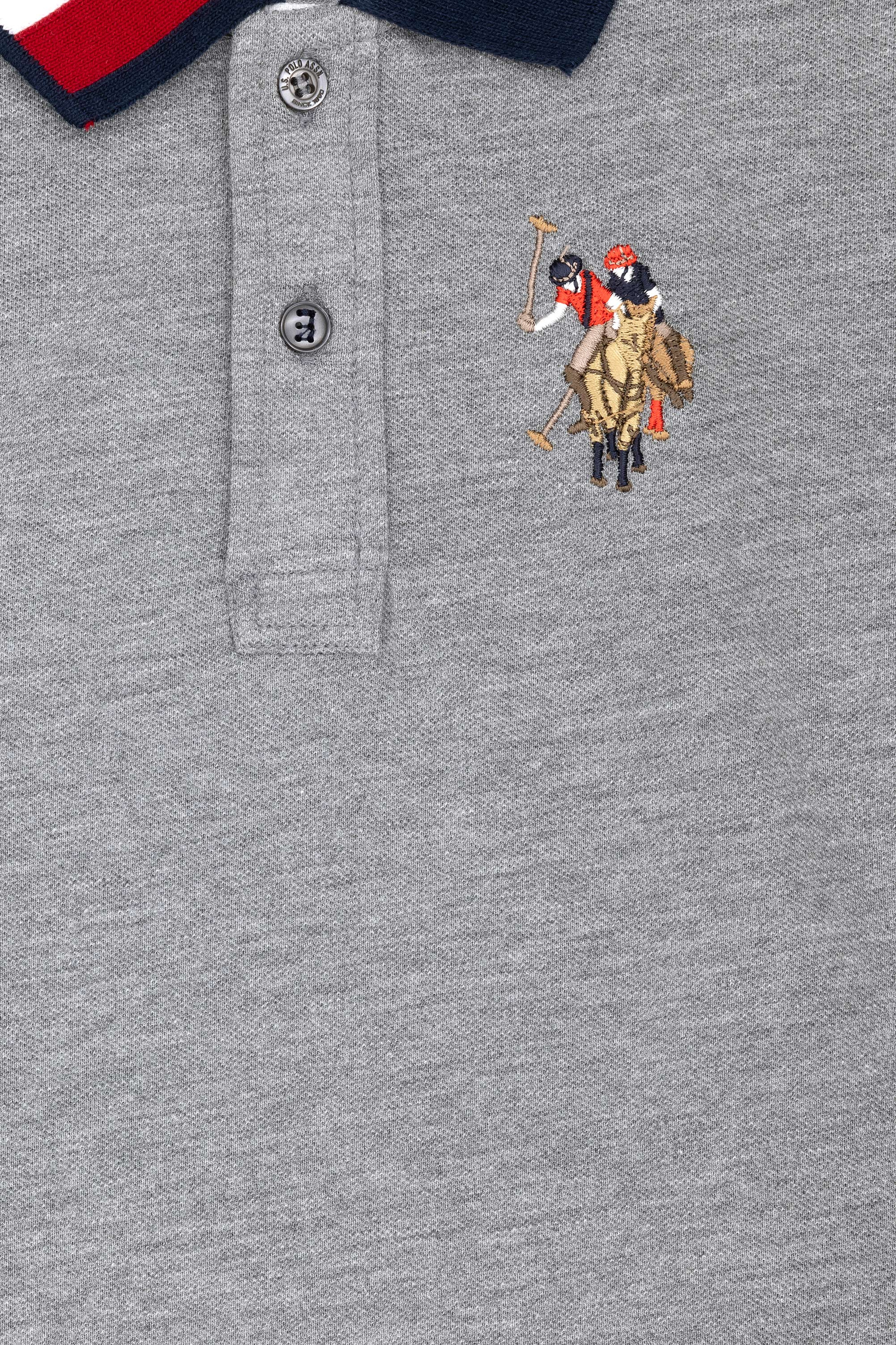 Erkek Çocuk Gri Basic Polo Yaka Sweatshirt - Image 3