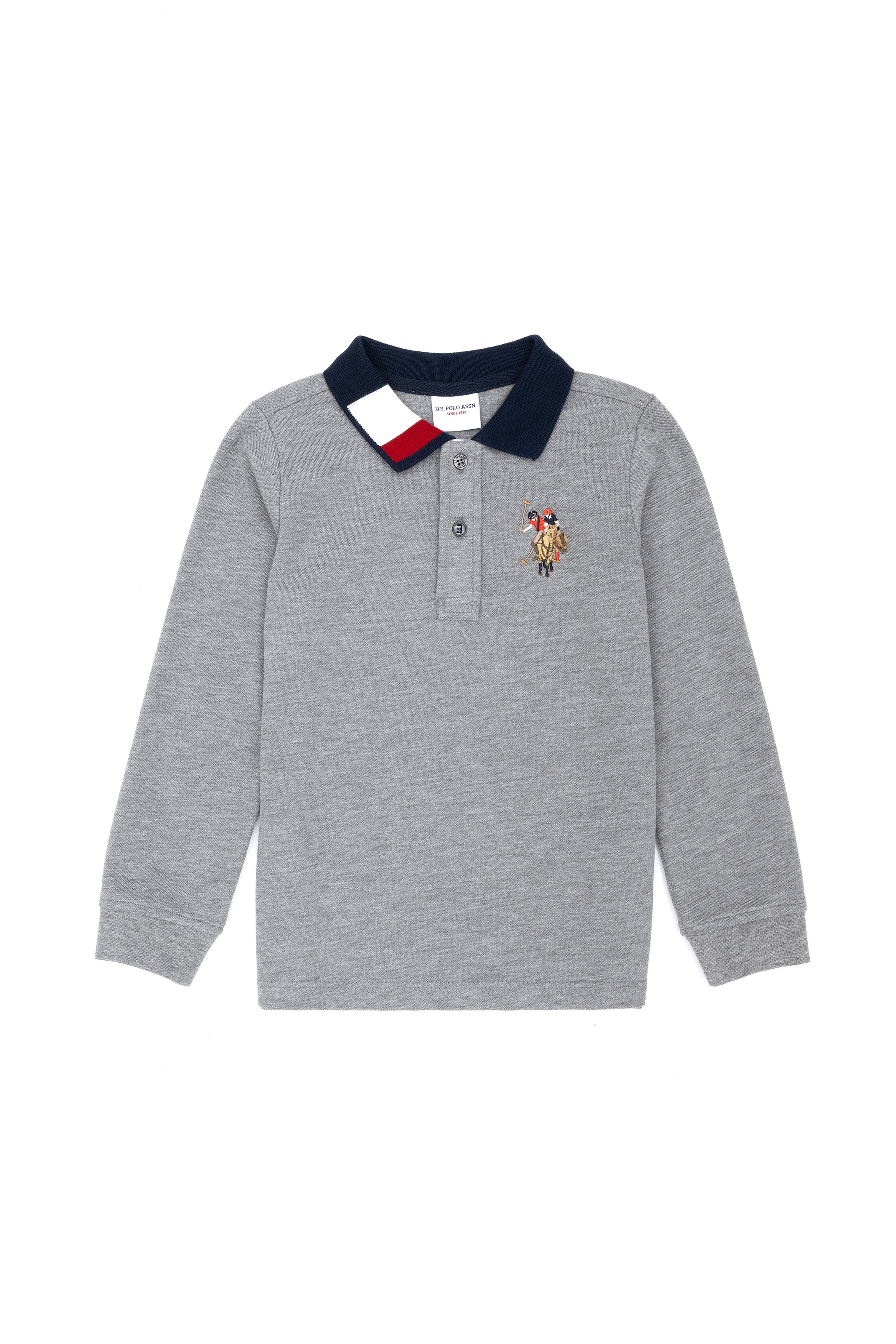 Erkek Çocuk Gri Basic Polo Yaka Sweatshirt - Image 1