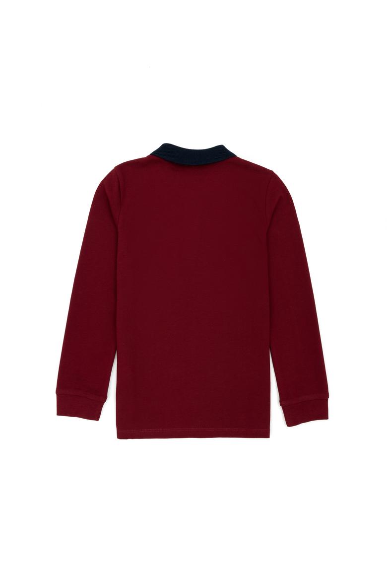 Erkek Çocuk Vişne Basic Polo Yaka Sweatshirt - 50276085037