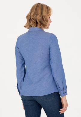 Kadın Saks Uzun Kollu Basic Gömlek - 50277630036