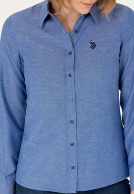 Kadın Saks Uzun Kollu Basic Gömlek - 50277630036