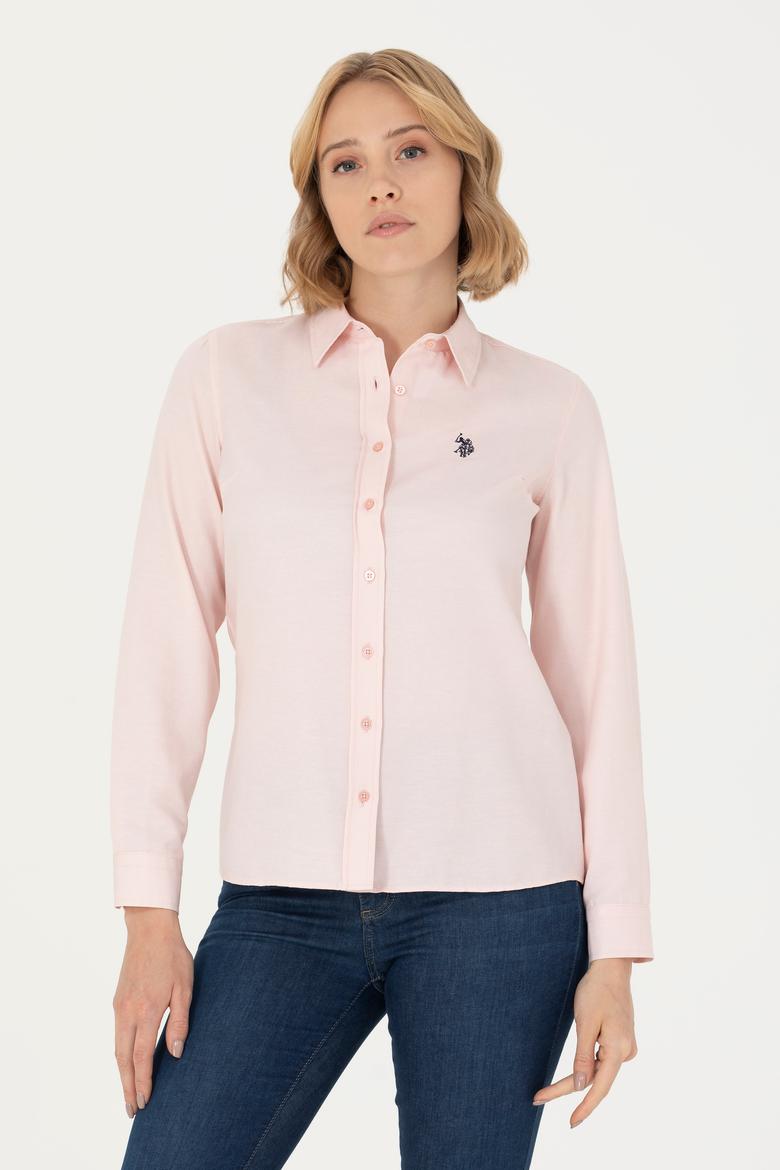 Kadın Pembe Uzun Kollu Basic Gömlek - 50277630050
