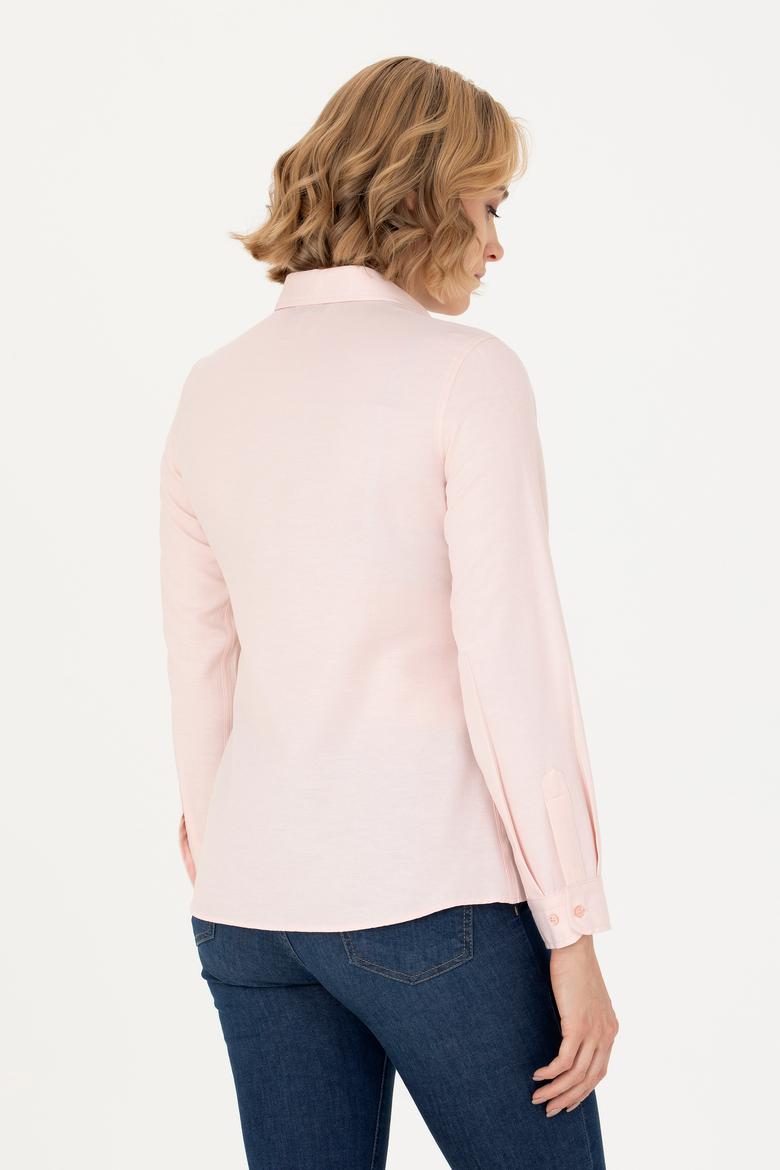 Kadın Pembe Uzun Kollu Basic Gömlek - 50277630050