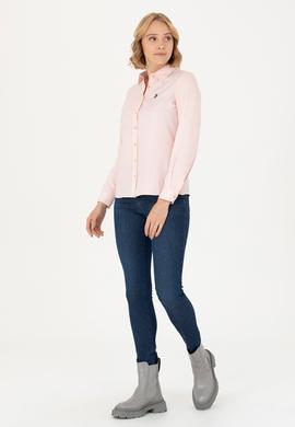 Kadın Pembe Uzun Kollu Basic Gömlek - 50277630050