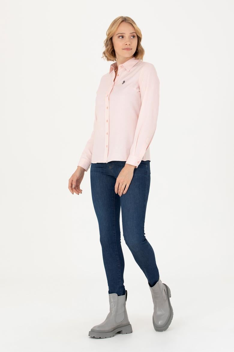 Kadın Pembe Uzun Kollu Basic Gömlek - 50277630050
