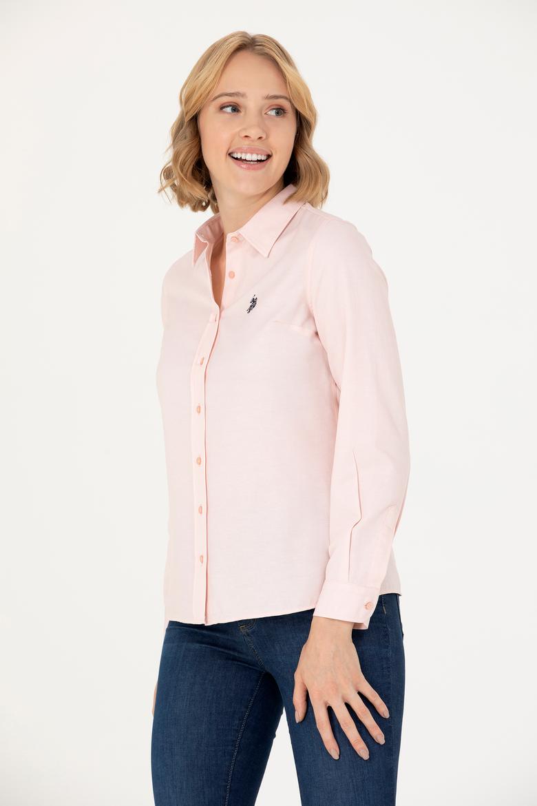 Kadın Pembe Uzun Kollu Basic Gömlek