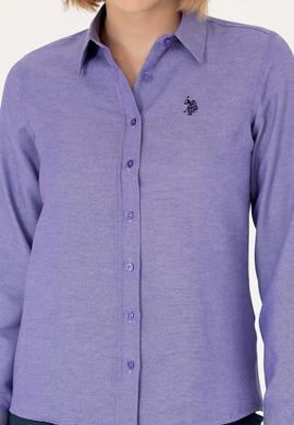 Kadın Mor Uzun Kollu Basic Gömlek - 50277630115