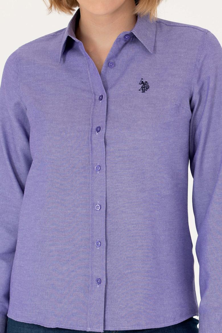 Kadın Mor Uzun Kollu Basic Gömlek - 50277630115