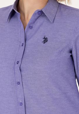 Kadın Mor Uzun Kollu Basic Gömlek - 50277630115