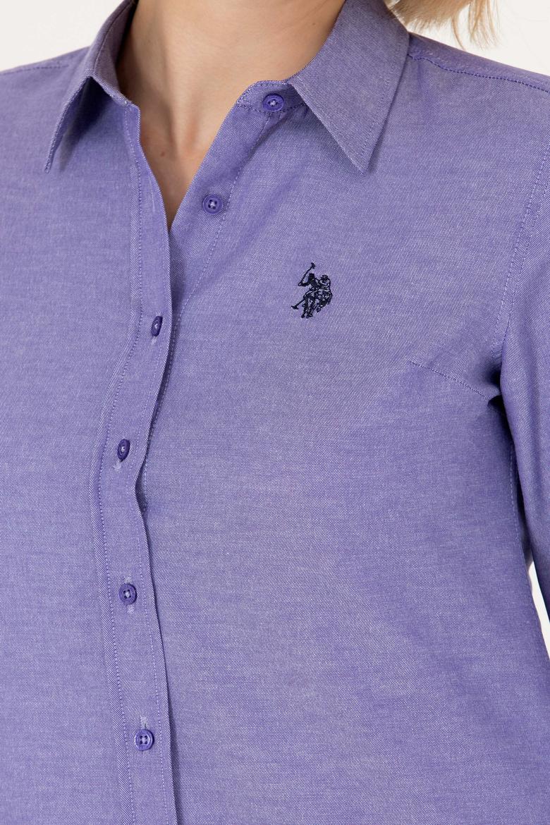 Kadın Mor Uzun Kollu Basic Gömlek - 50277630115