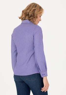 Kadın Mor Uzun Kollu Basic Gömlek - 50277630115