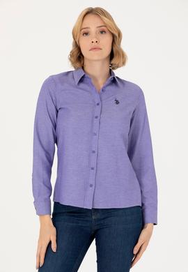 Kadın Mor Uzun Kollu Basic Gömlek - 50277630115