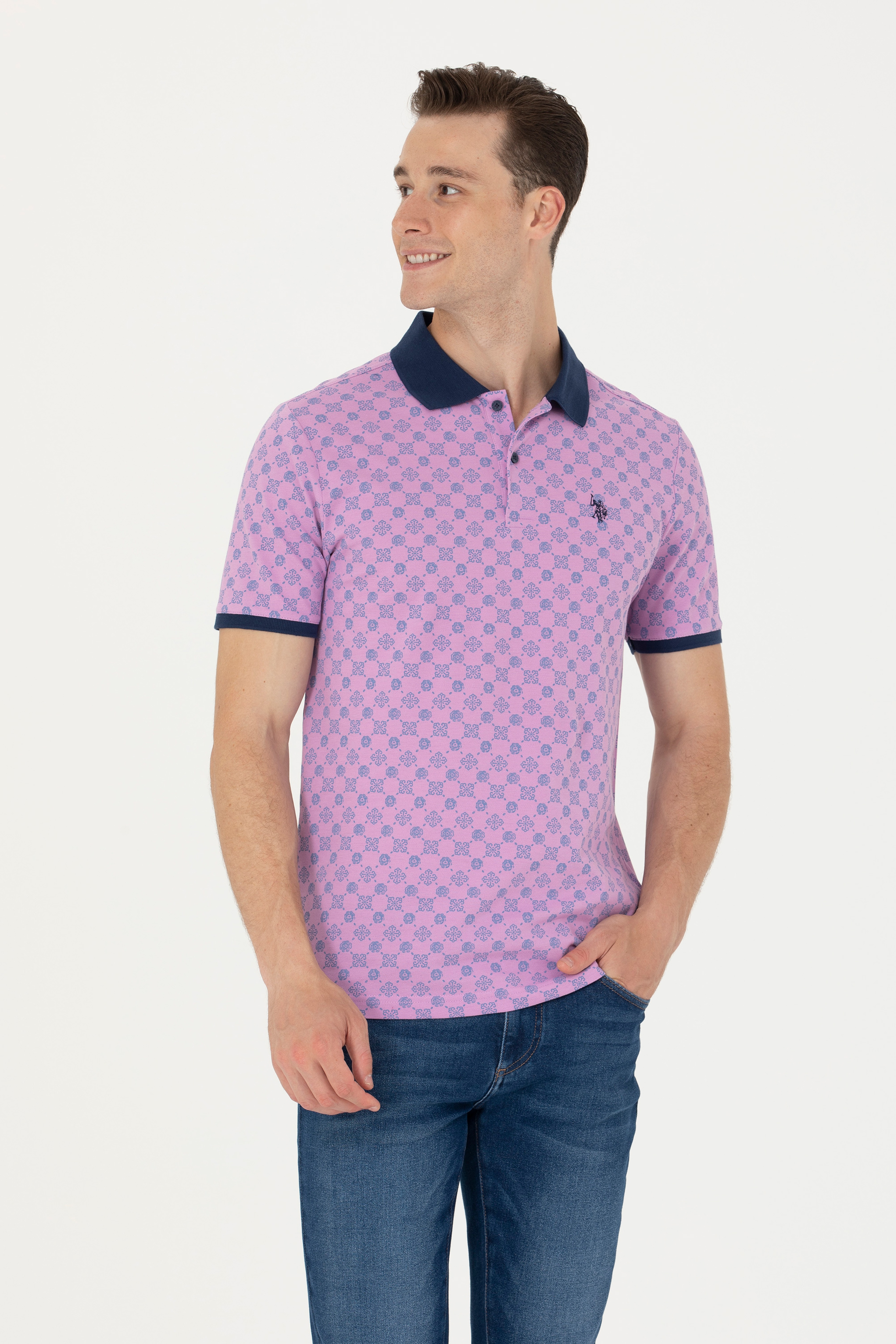 Erkek Pembe Polo Yaka Tişört - Image 1