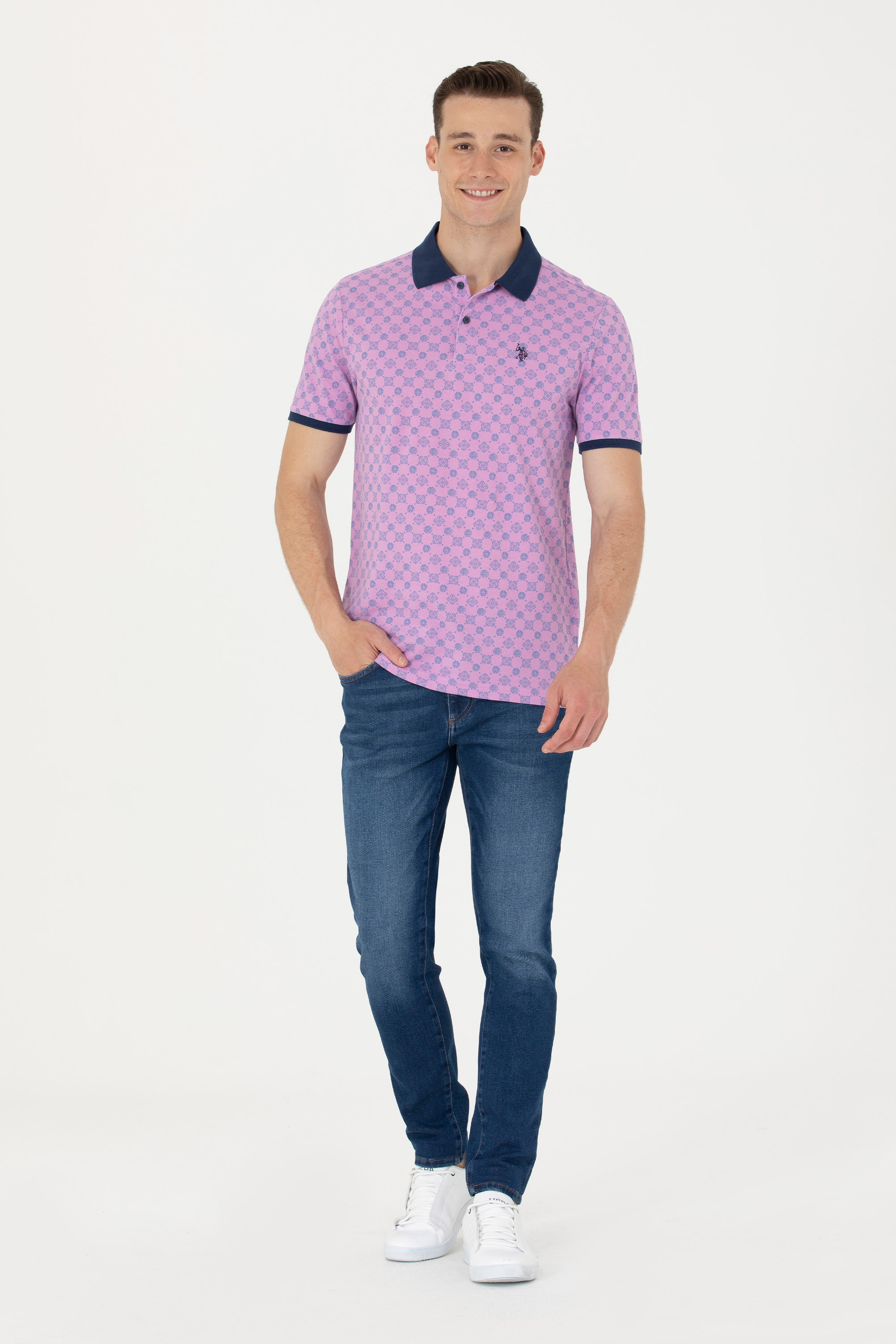 Erkek Pembe Polo Yaka Tişört - Image 4
