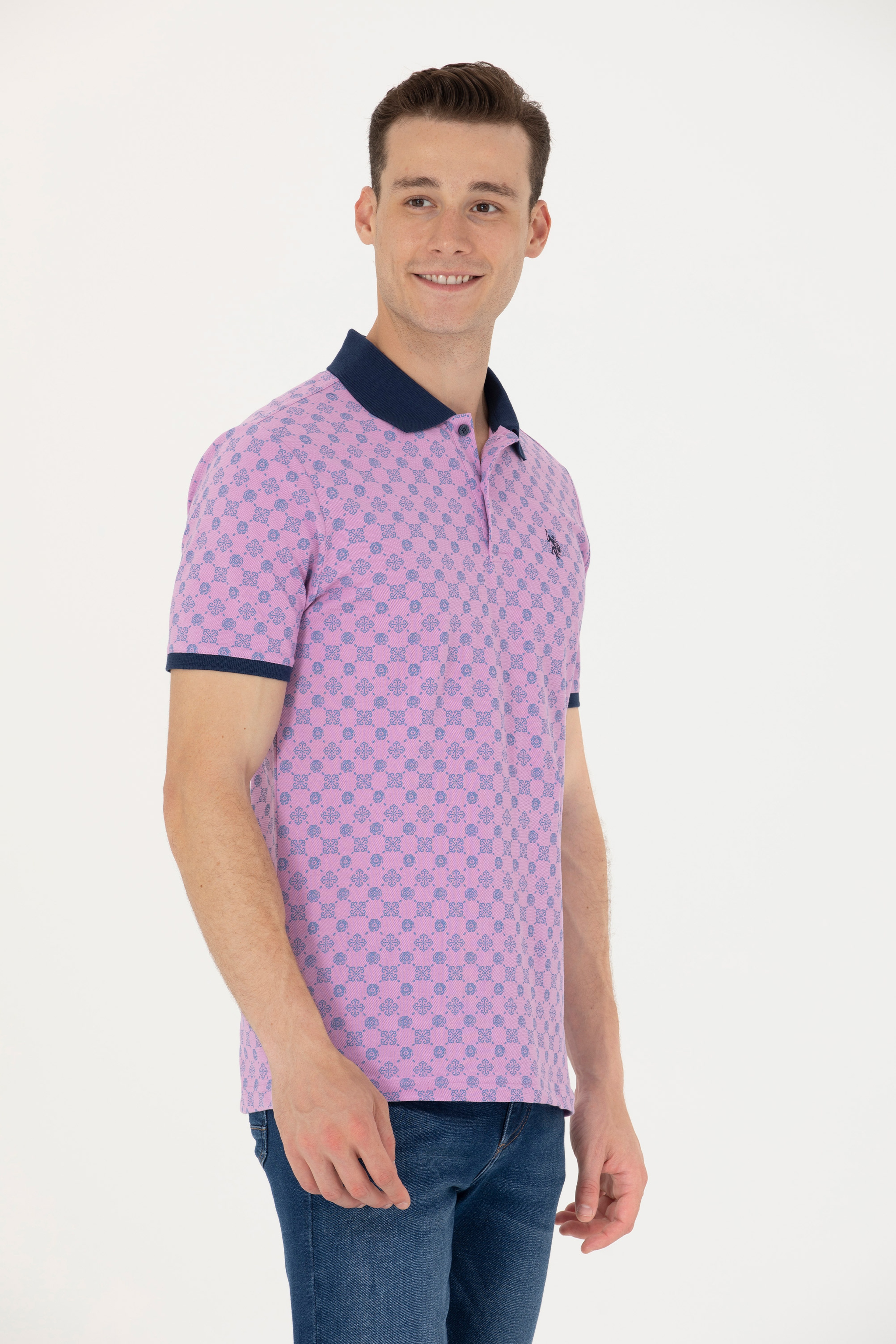 Erkek Pembe Polo Yaka Tişört - Image 3