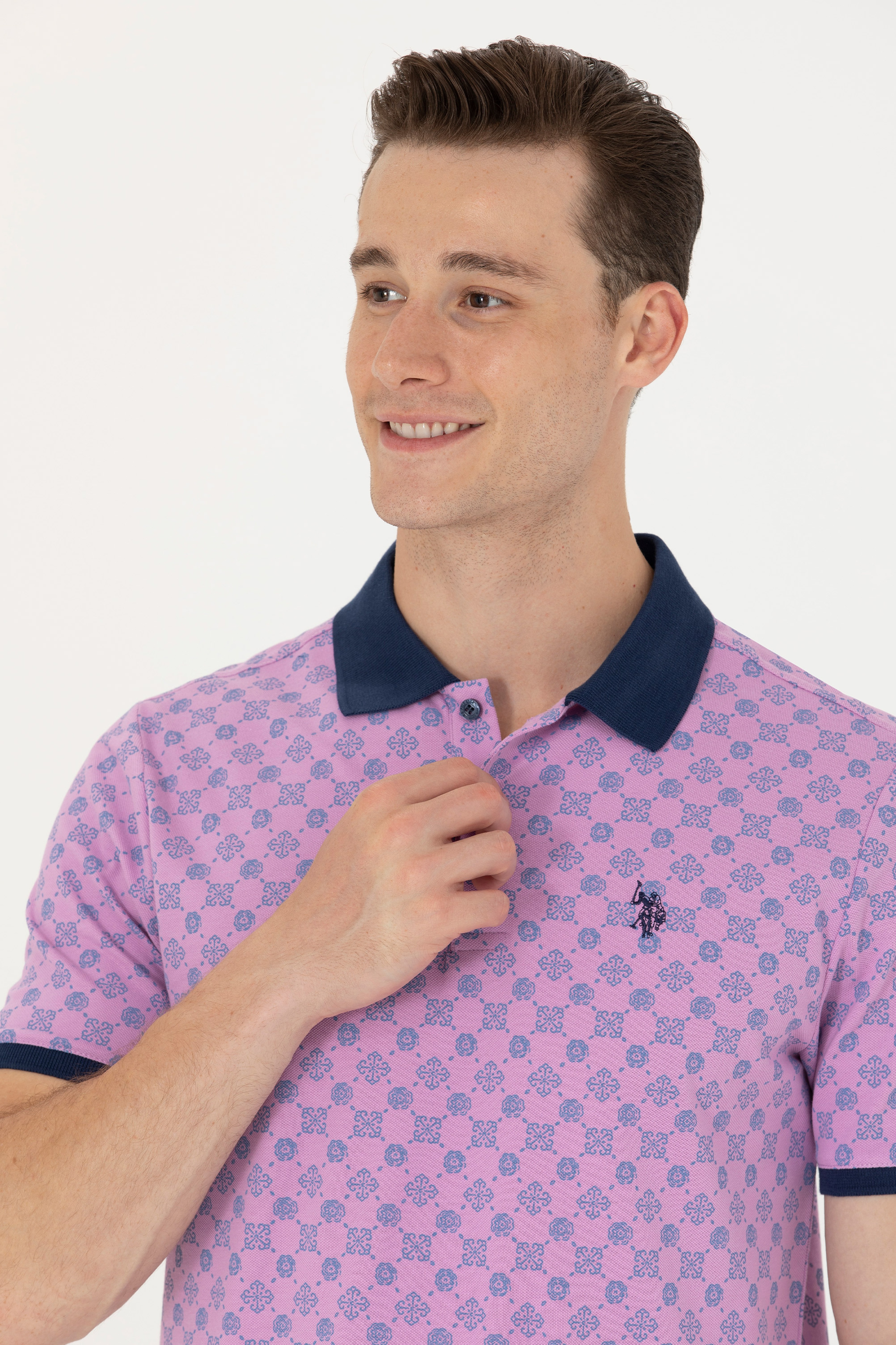 Erkek Pembe Polo Yaka Tişört - Image 2