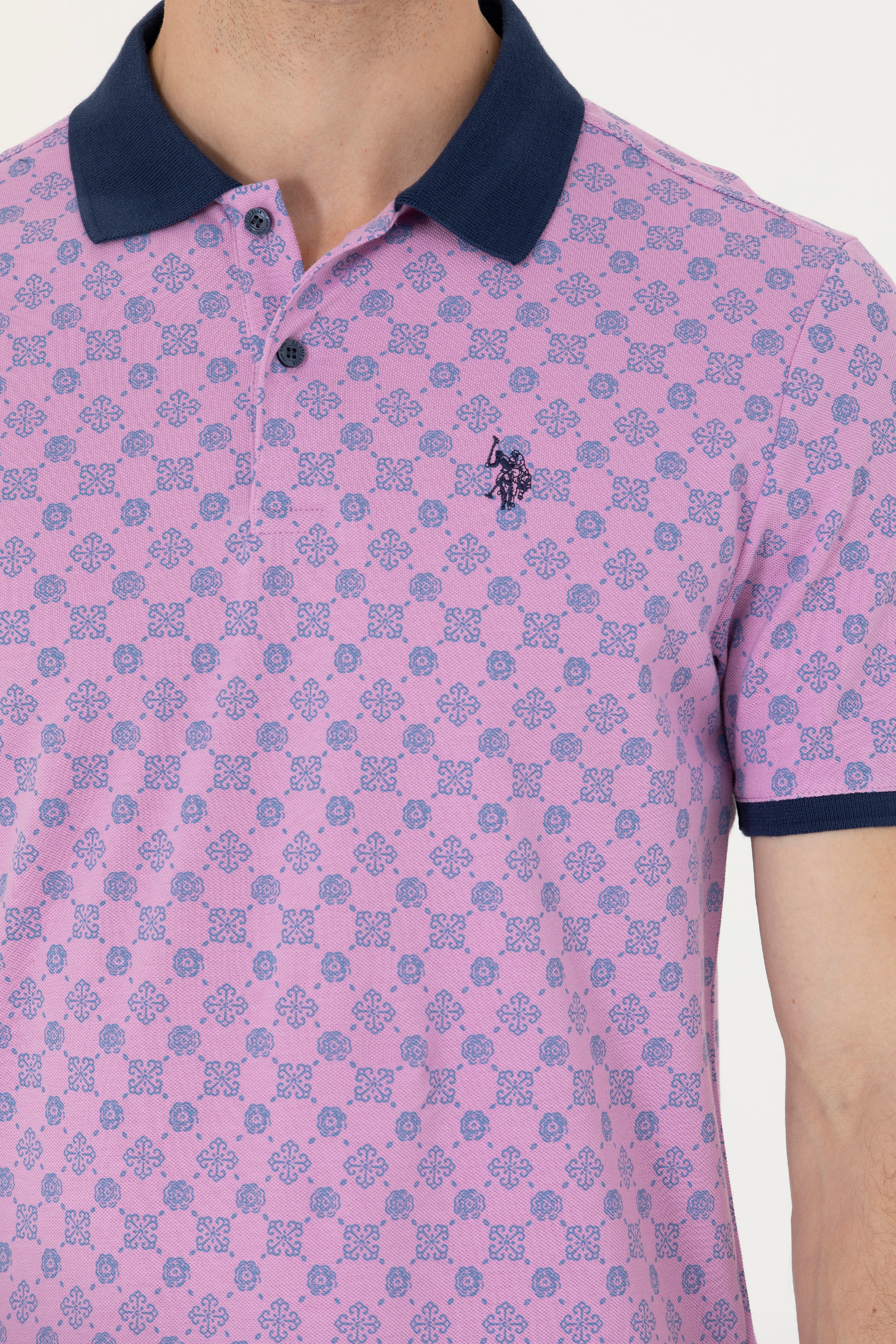 Erkek Pembe Polo Yaka Tişört - Image 7