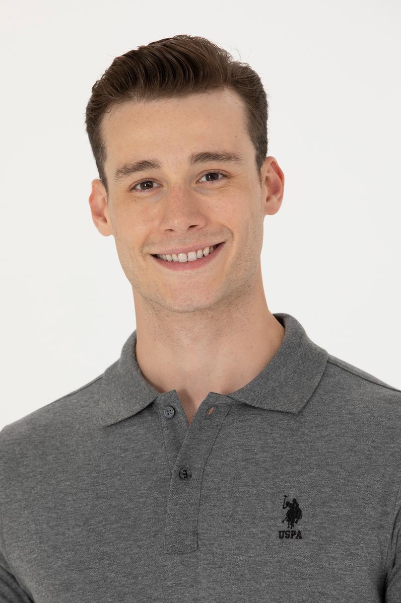 Erkek Antrasit Melanj Basic Polo Yaka Tişört