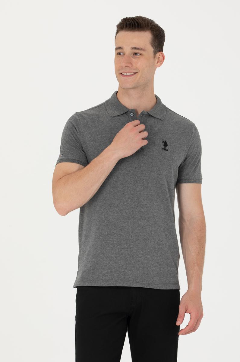 Erkek Antrasit Melanj Basic Polo Yaka Tişört