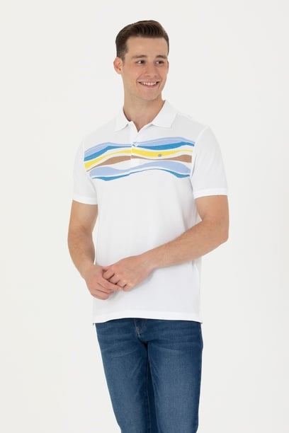 Erkek Saks Polo Yaka Tişört
