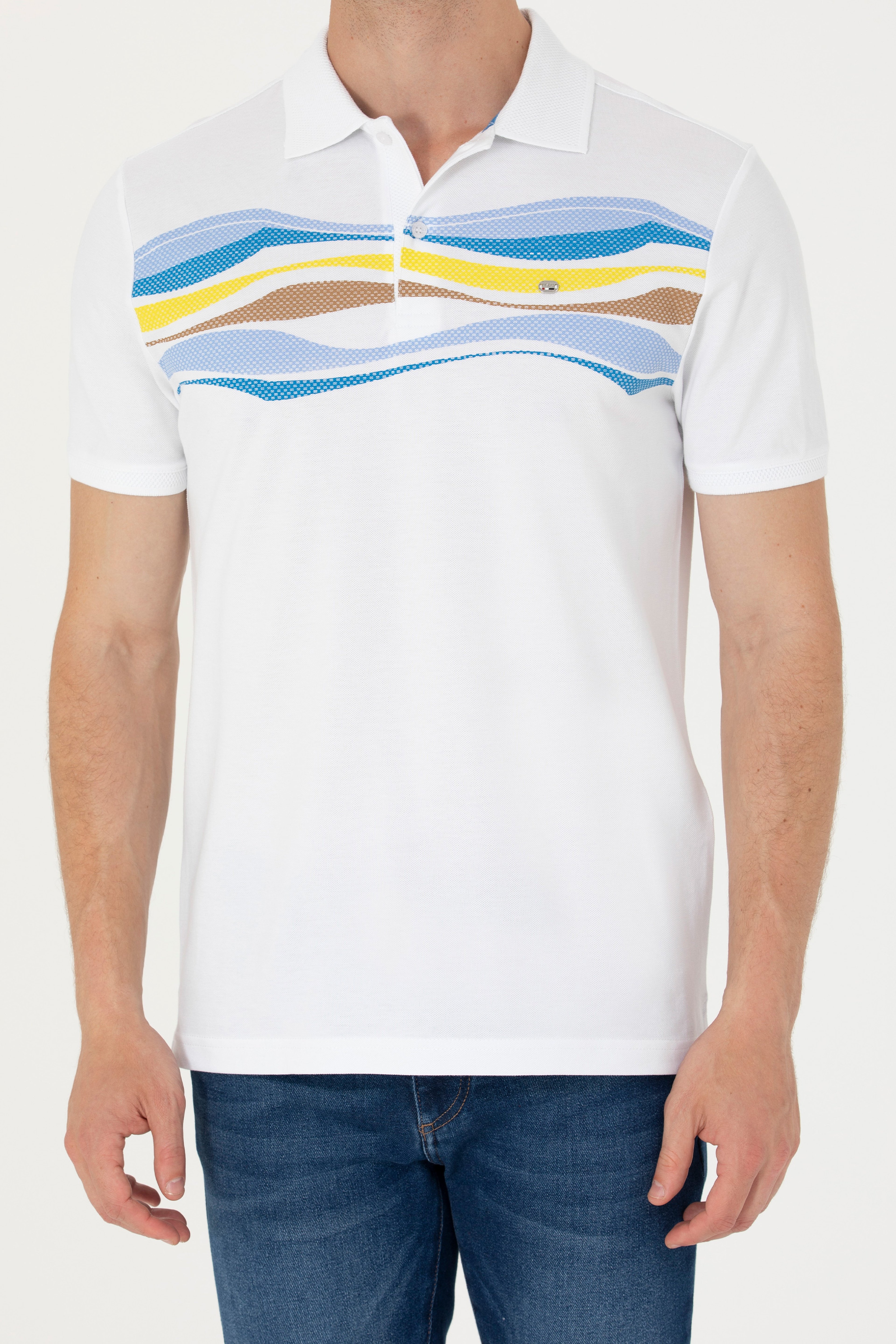 Erkek Saks Polo Yaka Tişört