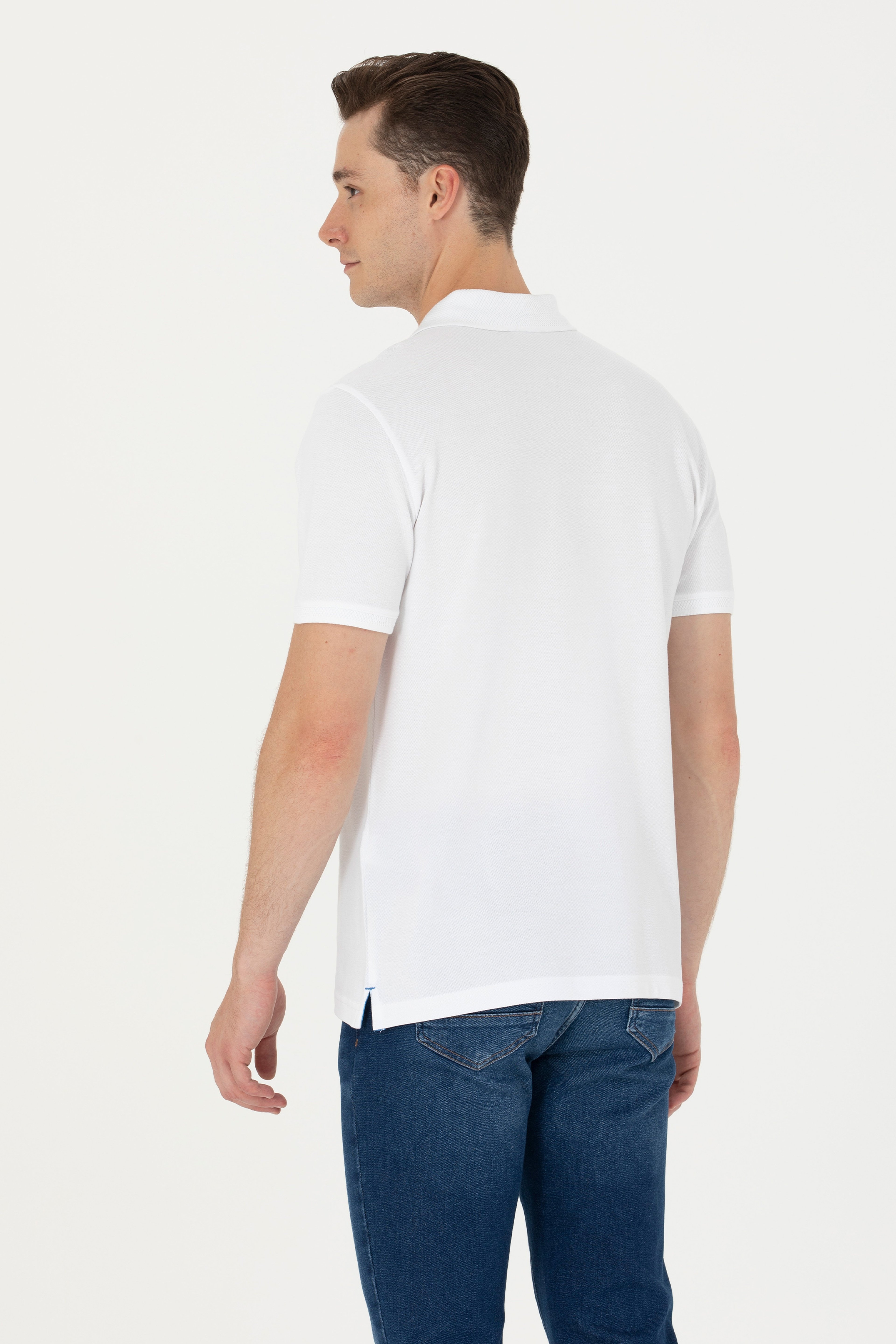 Erkek Saks Polo Yaka Tişört - Image 5
