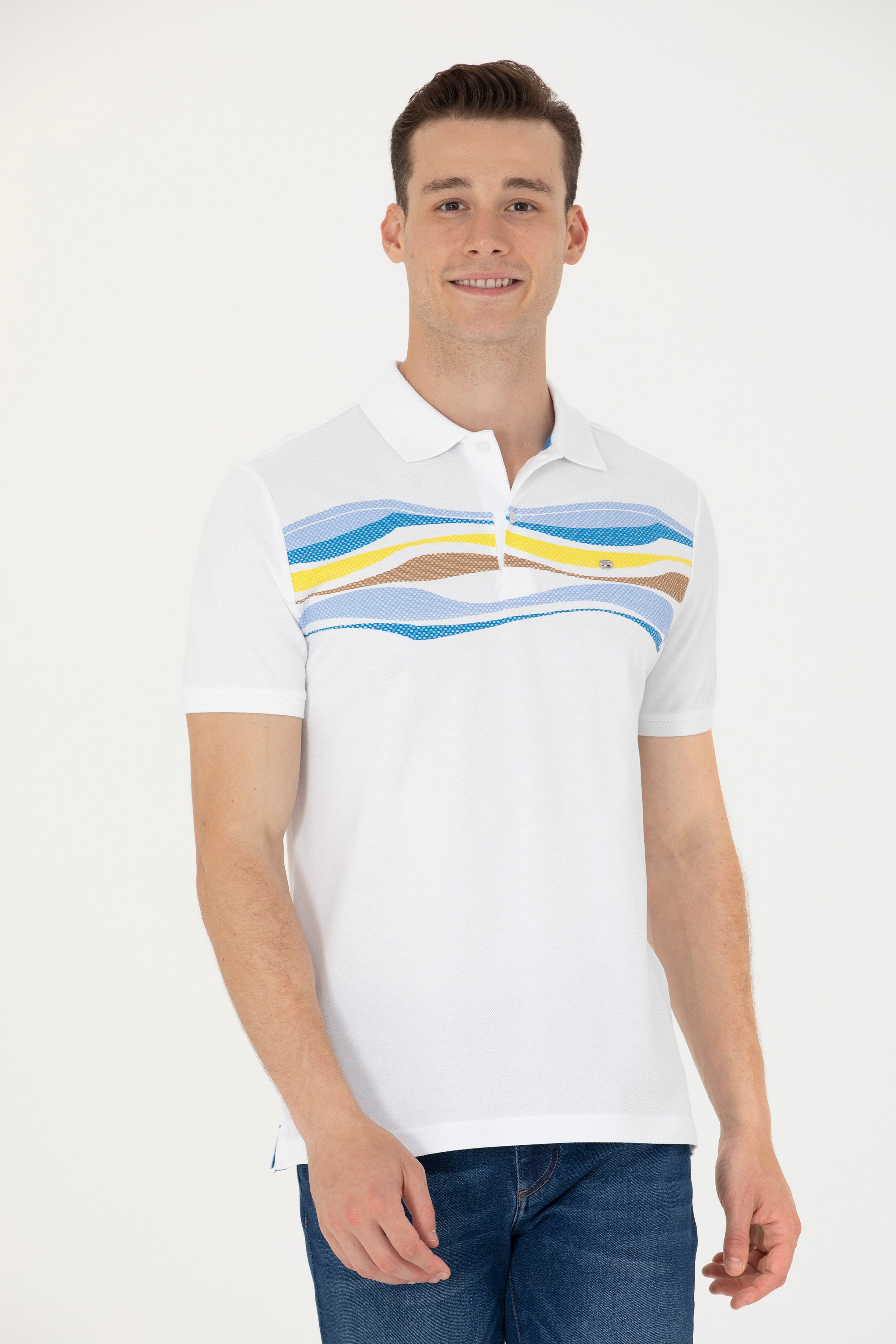 Erkek Saks Polo Yaka Tişört - Image 1