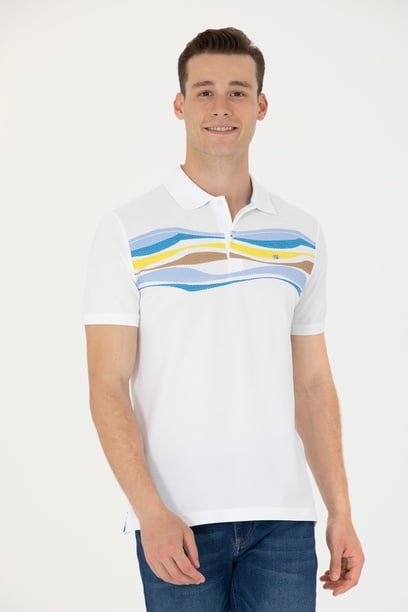 Erkek Saks Polo Yaka Tişört