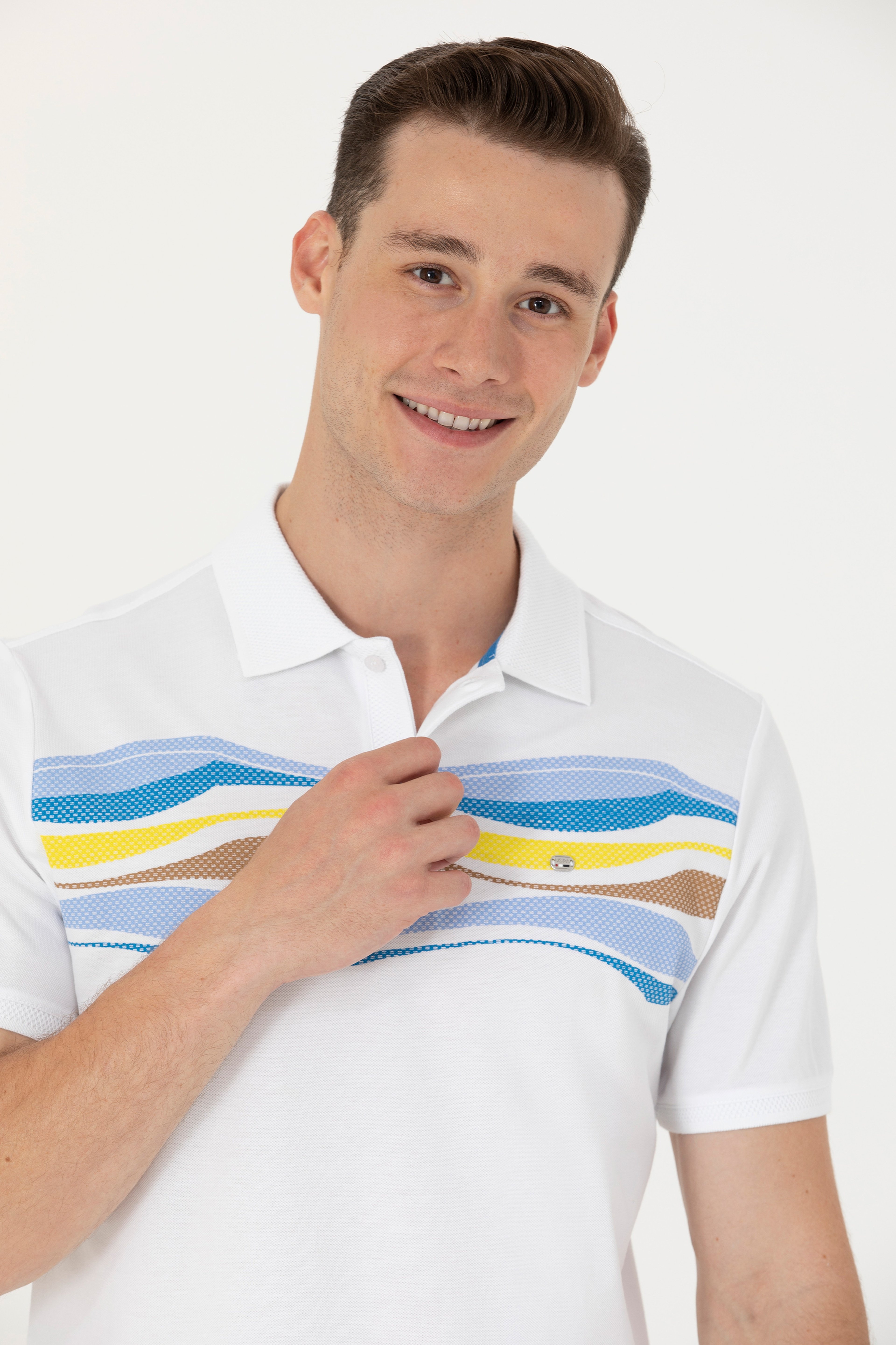 Erkek Saks Polo Yaka Tişört - Image 2