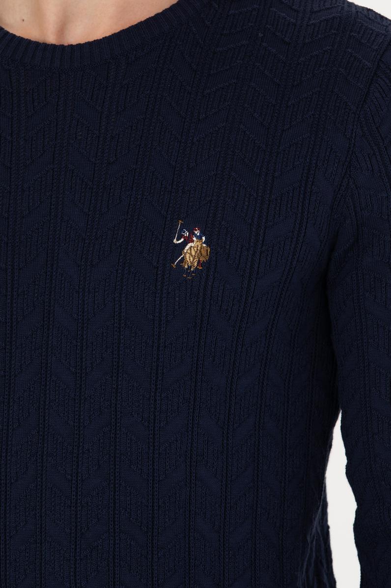 Erkek Lacivert Bisiklet Yaka Kazak