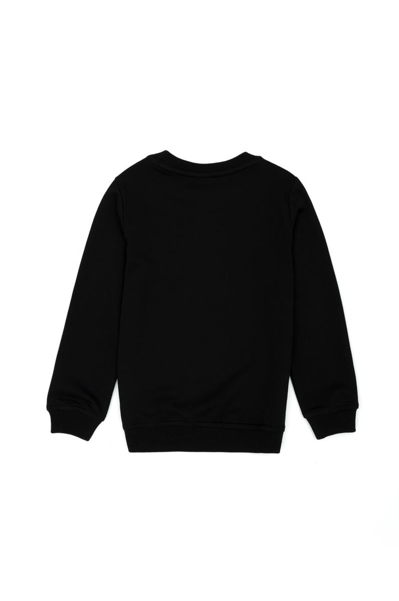 Çocuk Siyah Basic Bisiklet Yaka Sweatshirt