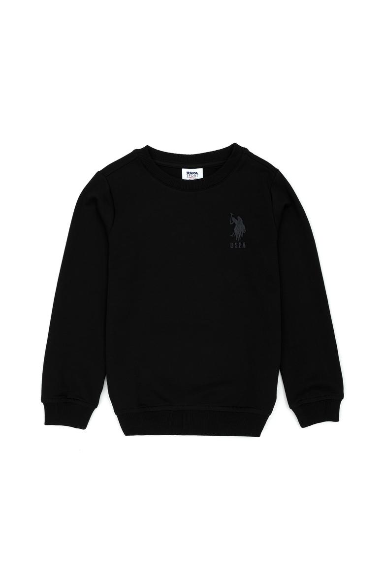 Çocuk Siyah Basic Bisiklet Yaka Sweatshirt