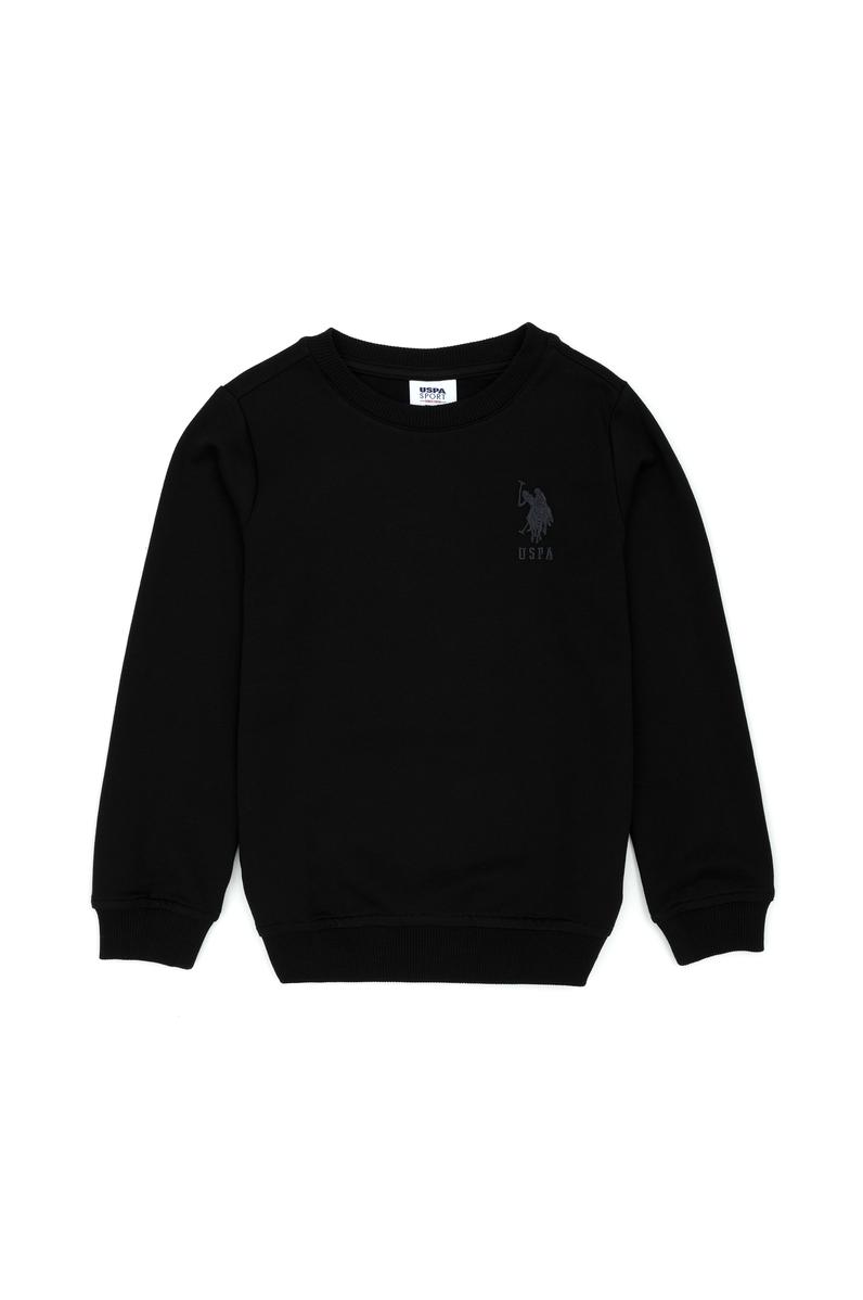 Çocuk Siyah Basic Bisiklet Yaka Sweatshirt