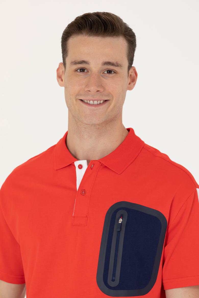 Erkek Kırmızı Comfort Polo Yaka Tişört - 50263573019