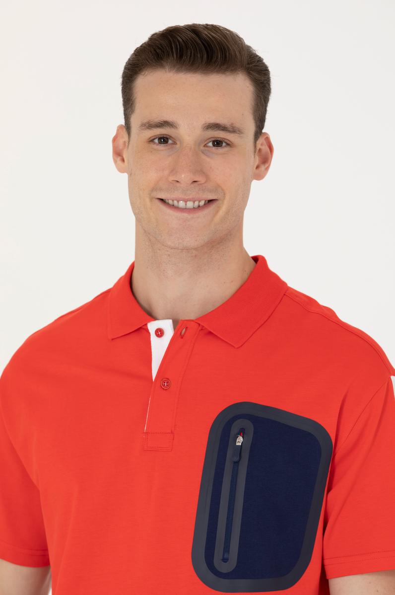 Erkek Kırmızı Comfort Polo Yaka Tişört