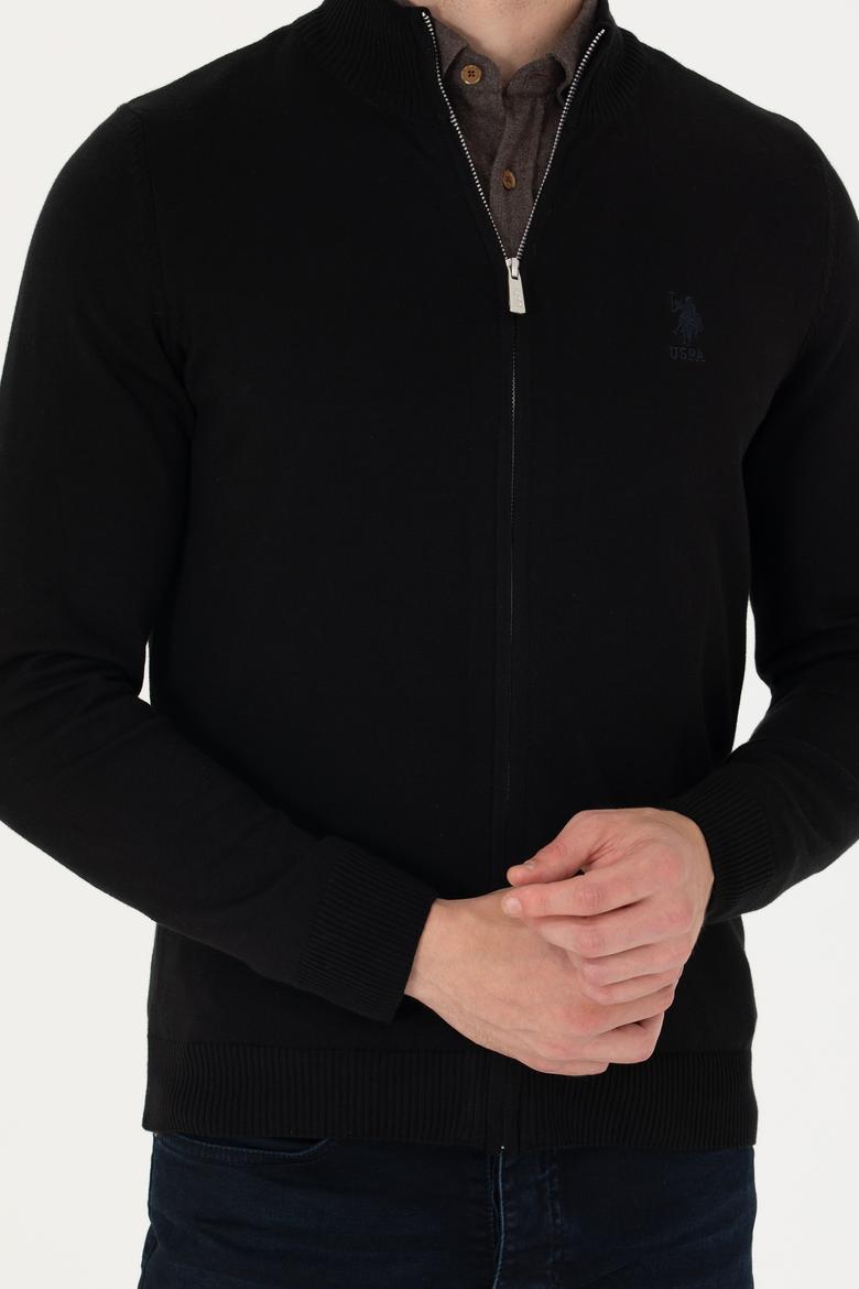 Erkek Siyah Basic Triko Hırka - 50275842015