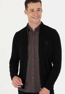 Erkek Siyah Basic Triko Hırka - 50275842015