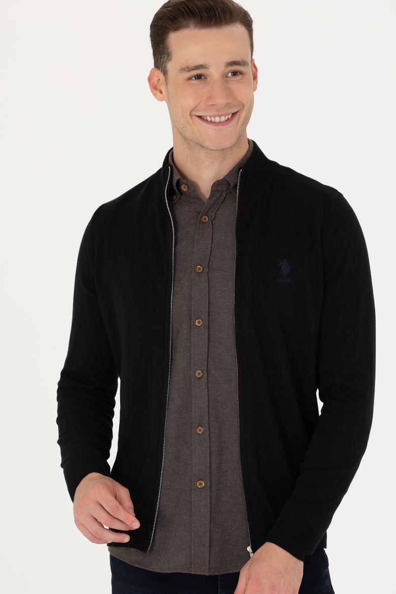 Erkek Siyah Basic Triko Hırka - 50275842015