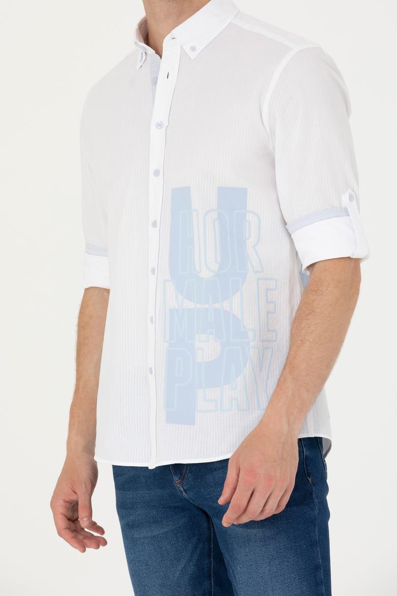 Erkek Beyaz Uzun Kollu Gömlek - 50264286022