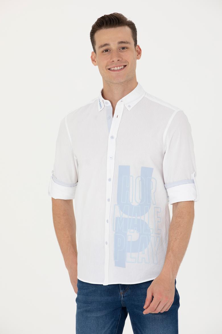 Erkek Beyaz Uzun Kollu Gömlek - 50264286022