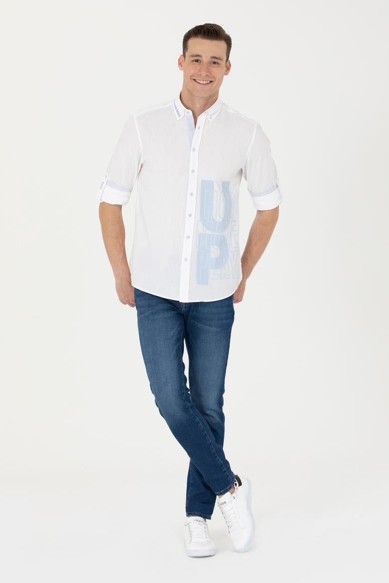 Erkek Beyaz Uzun Kollu Gömlek - 50264286022