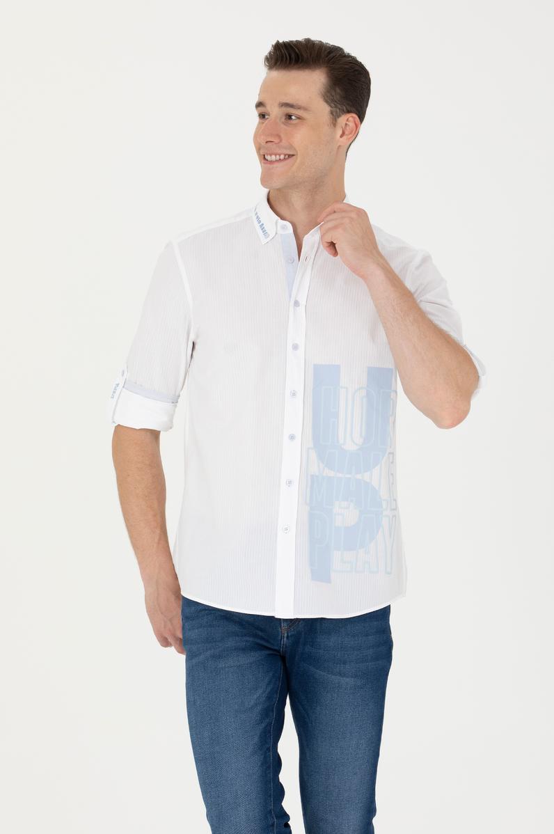 Erkek Beyaz Uzun Kollu Gömlek