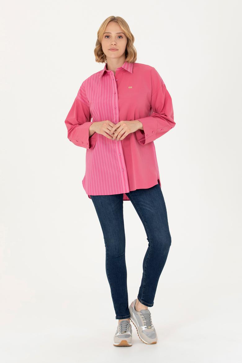 Kadın Pembe Uzun Kollu Gömlek - 50268683010