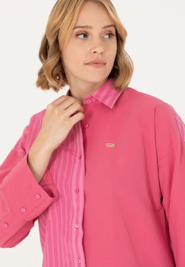 Kadın Pembe Uzun Kollu Gömlek - 50268683010