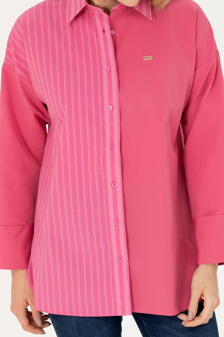 Kadın Pembe Uzun Kollu Gömlek - 50268683010