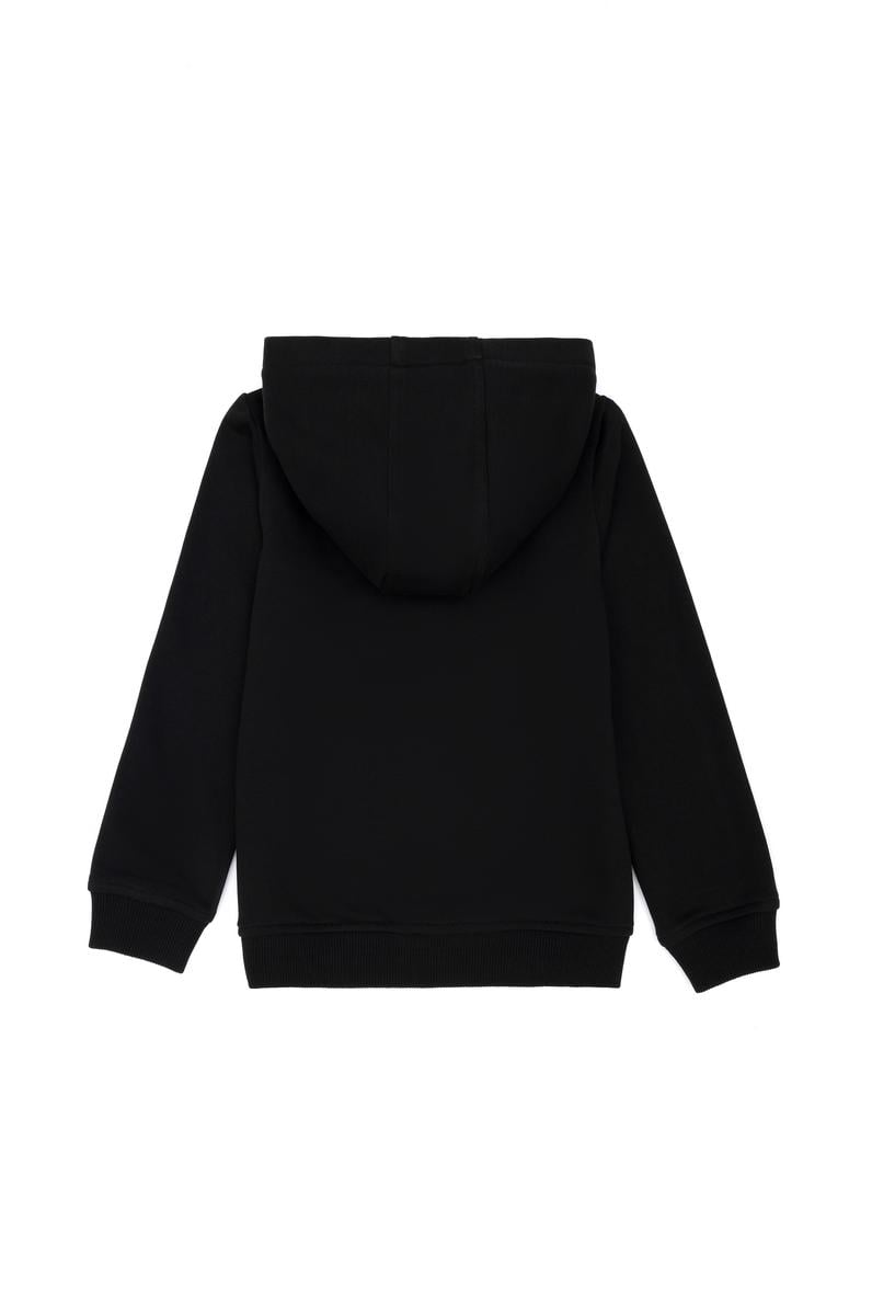 Çocuk Siyah Basic Kapüşonlu Sweatshirt