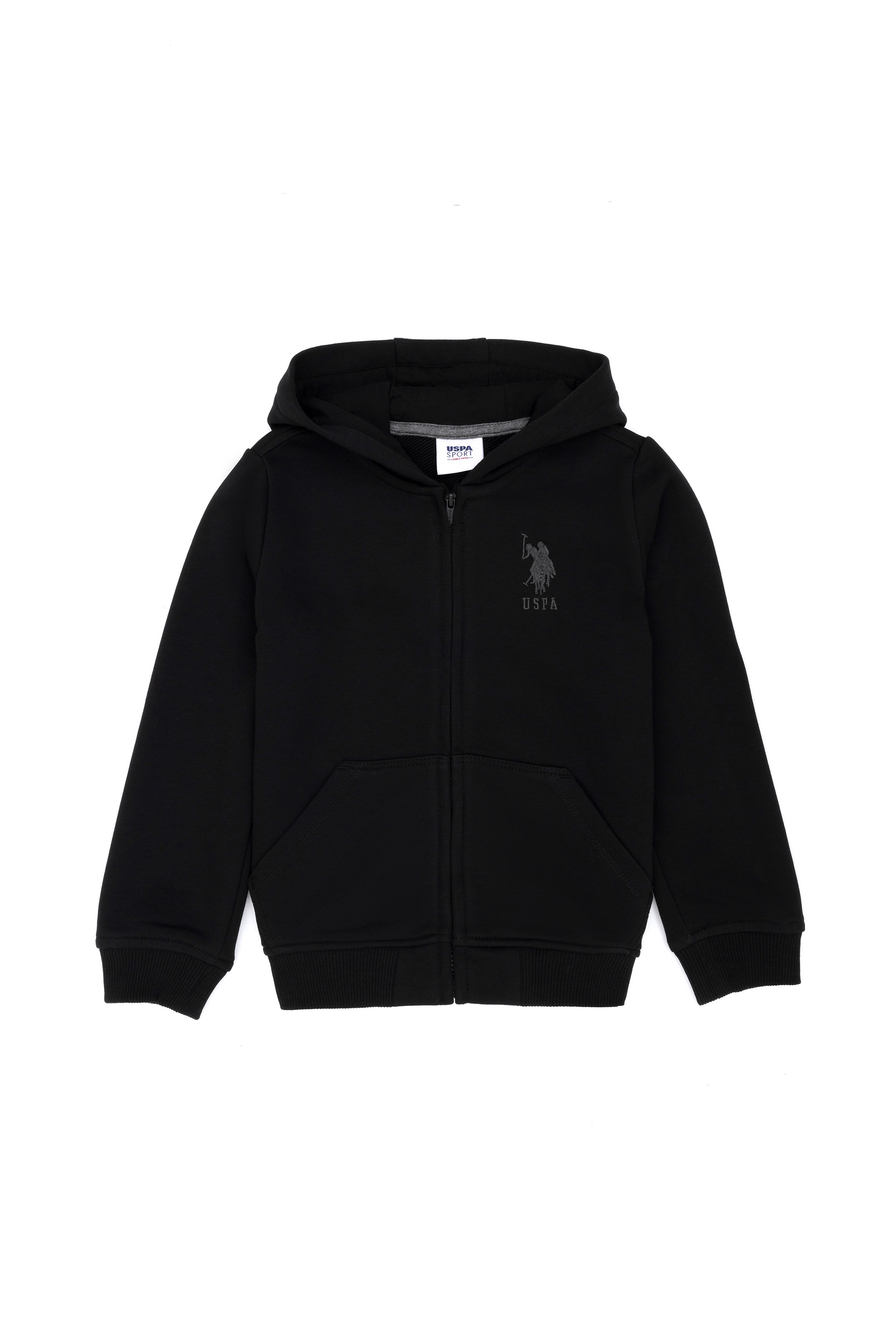 Çocuk Siyah Basic Kapüşonlu Sweatshirt - Image 1